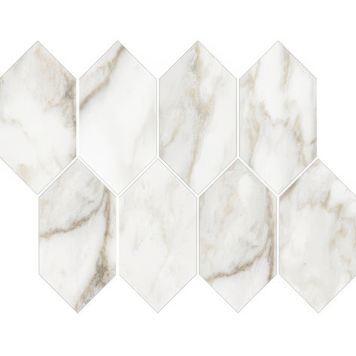 Mozart 3X6 Elongated Hexagon Honed or Polished Marble Look Porcelain Tile (Mozart: Calacatta Paonazzo, Polished)