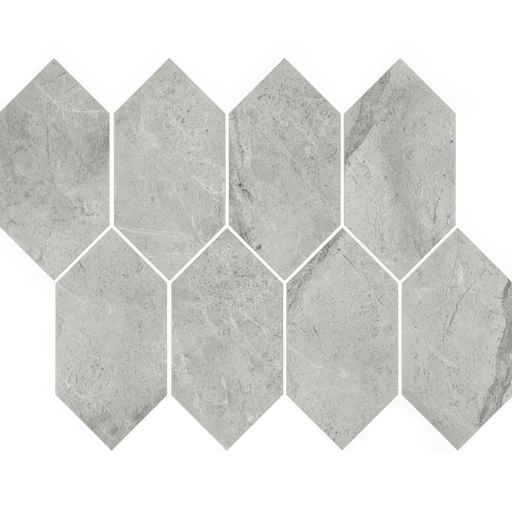 Mozart 3X6 Elongated Hexagon Honed or Polished Marble Look Porcelain Tile (Mozart: Paradiso Argento, Honed)