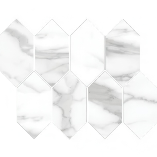 Mozart 3X6 Elongated Hexagon Honed or Polished Marble Look Porcelain Tile (Mozart: Satuario Nuovo, Honed)