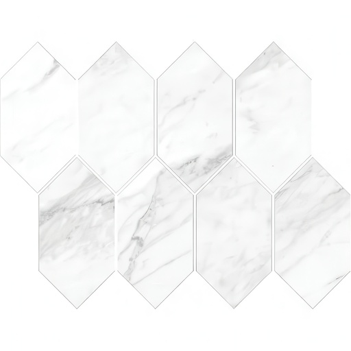 Mozart 3X6 Elongated Hexagon Honed or Polished Marble Look Porcelain Tile (Mozart: Statuarietto, Polished)