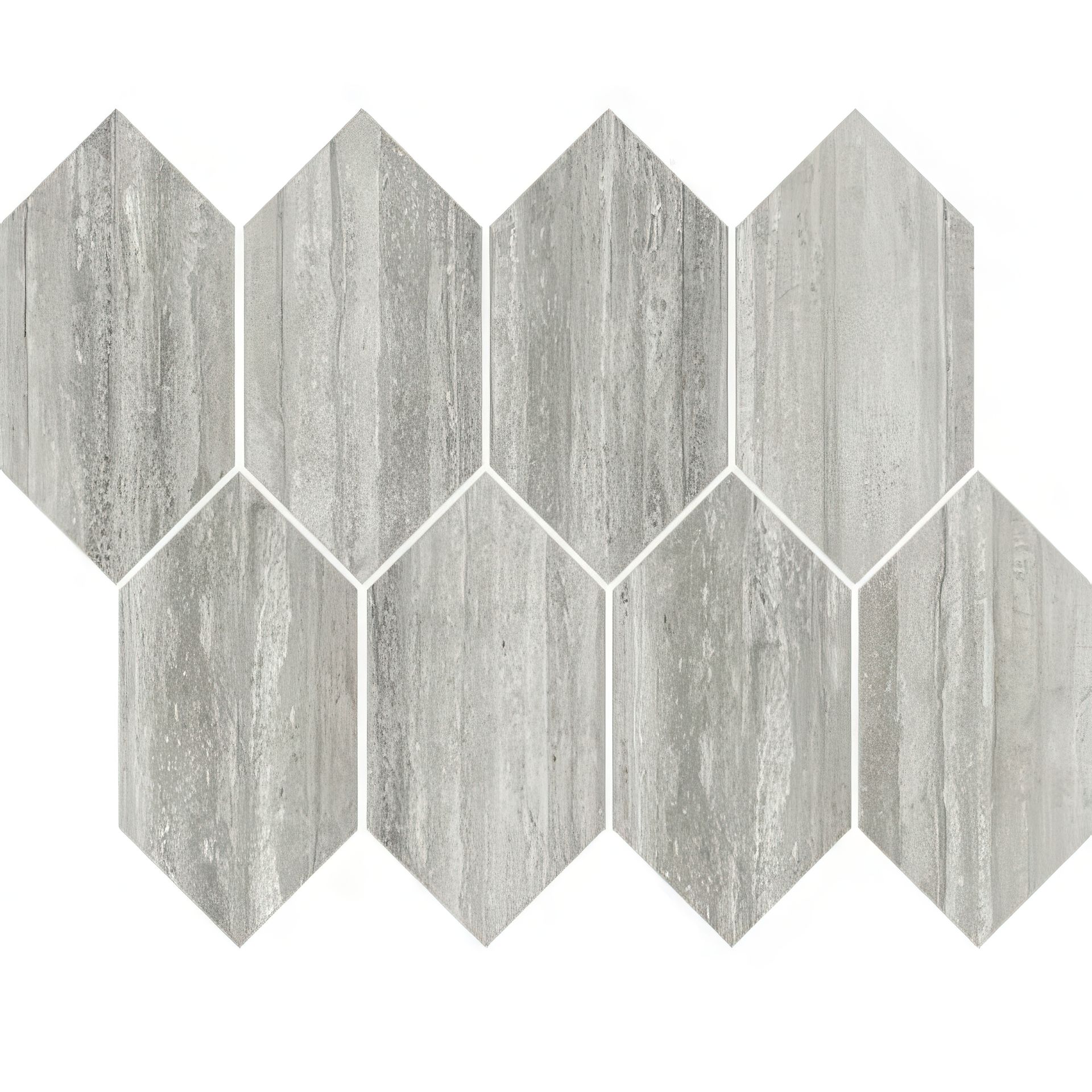 Mozart 3X6 Elongated Hexagon Honed or Polished Marble Look Porcelain Tile (Mozart: Travertino Instrata, Honed)
