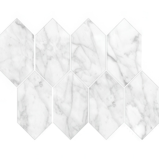 Mozart 3X6 Elongated Hexagon Honed or Polished Marble Look Porcelain Tile (Mozart: Carrara Gioia, Polished)