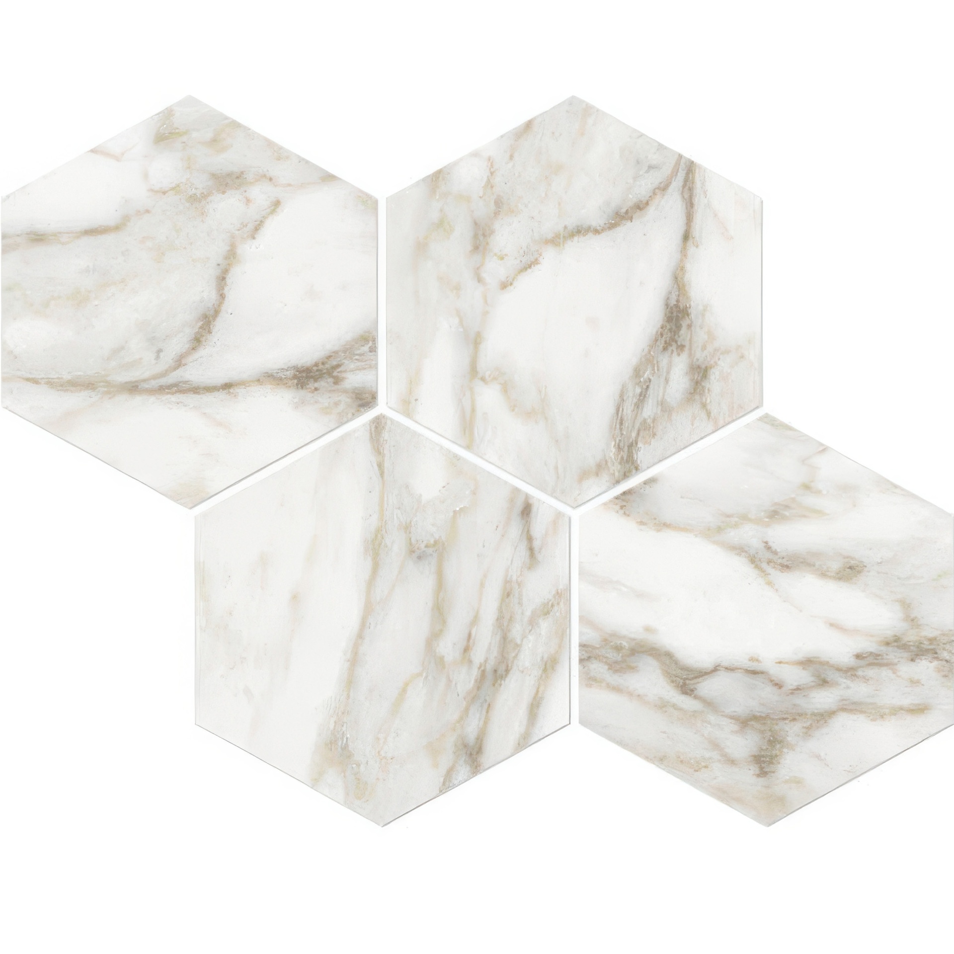 Mozart 6in Hexagon Honed or Polished Marble Look Porcelain Tile (Mozart: Calacatta Paonazzo, Honed)