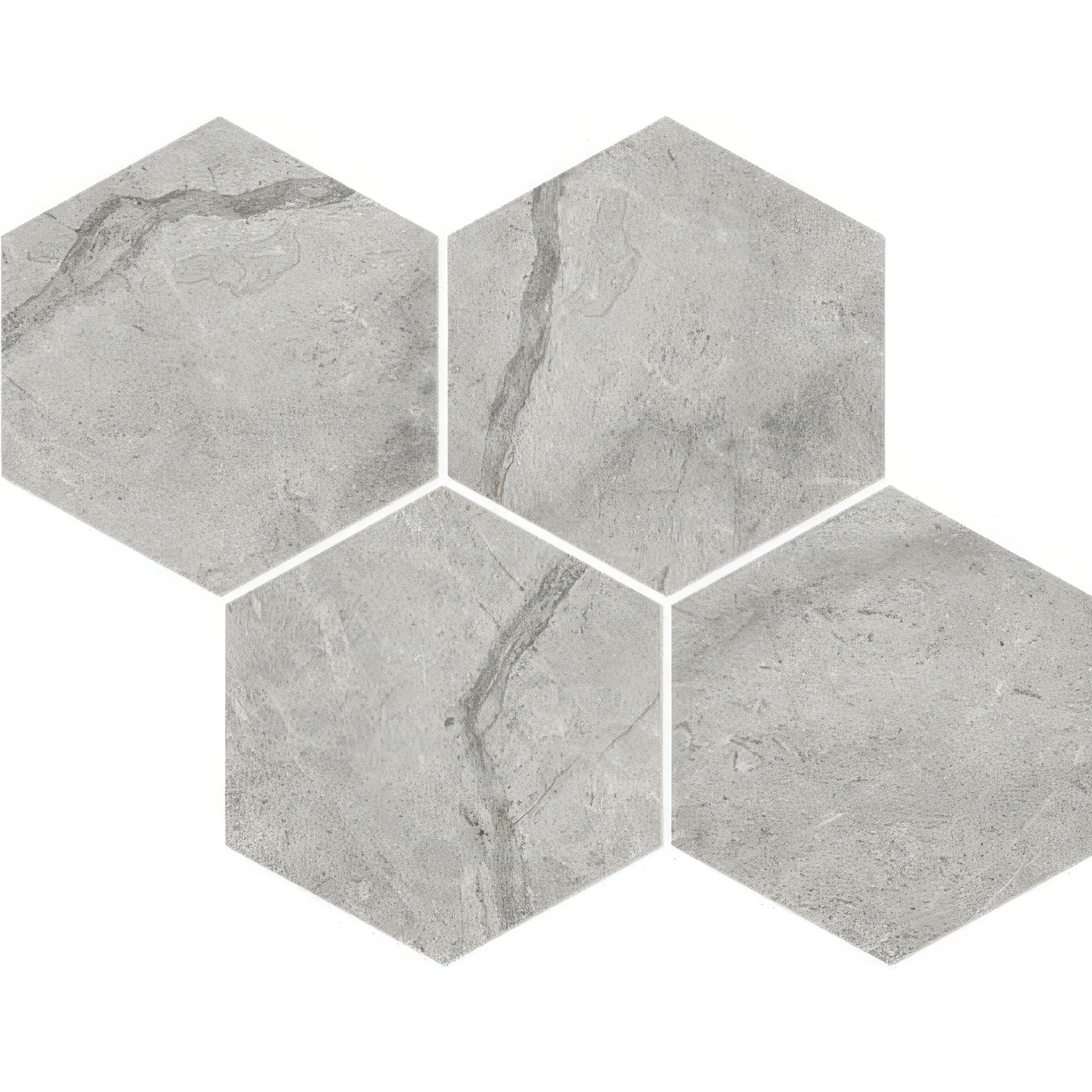 Mozart 6in Hexagon Honed or Polished Marble Look Porcelain Tile (Mozart: Paradiso Argento, Honed)
