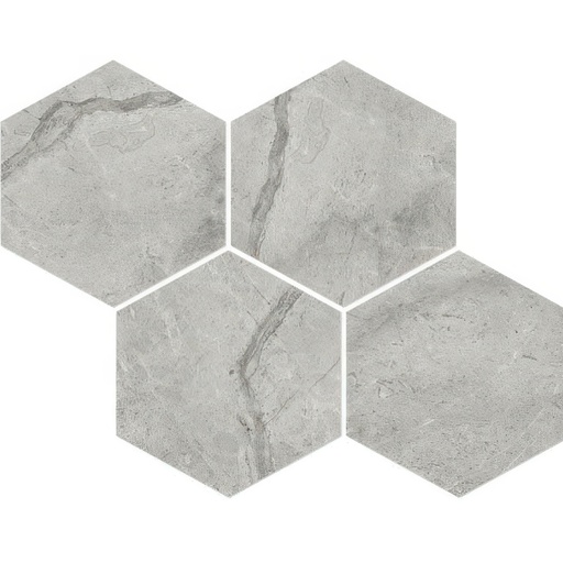 Mozart 6in Hexagon Honed or Polished Marble Look Porcelain Tile (Mozart: Paradiso Argento, Polished)