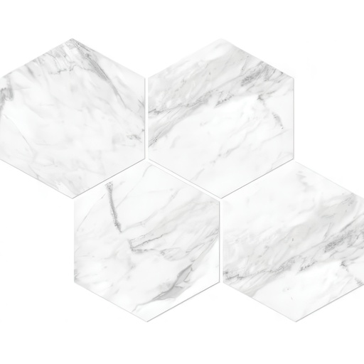 Mozart 6in Hexagon Honed or Polished Marble Look Porcelain Tile (Mozart: Statuarietto, Polished)