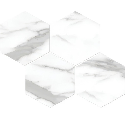 Mozart 6in Hexagon Honed or Polished Marble Look Porcelain Tile (Mozart: Satuario Nuovo, Honed)