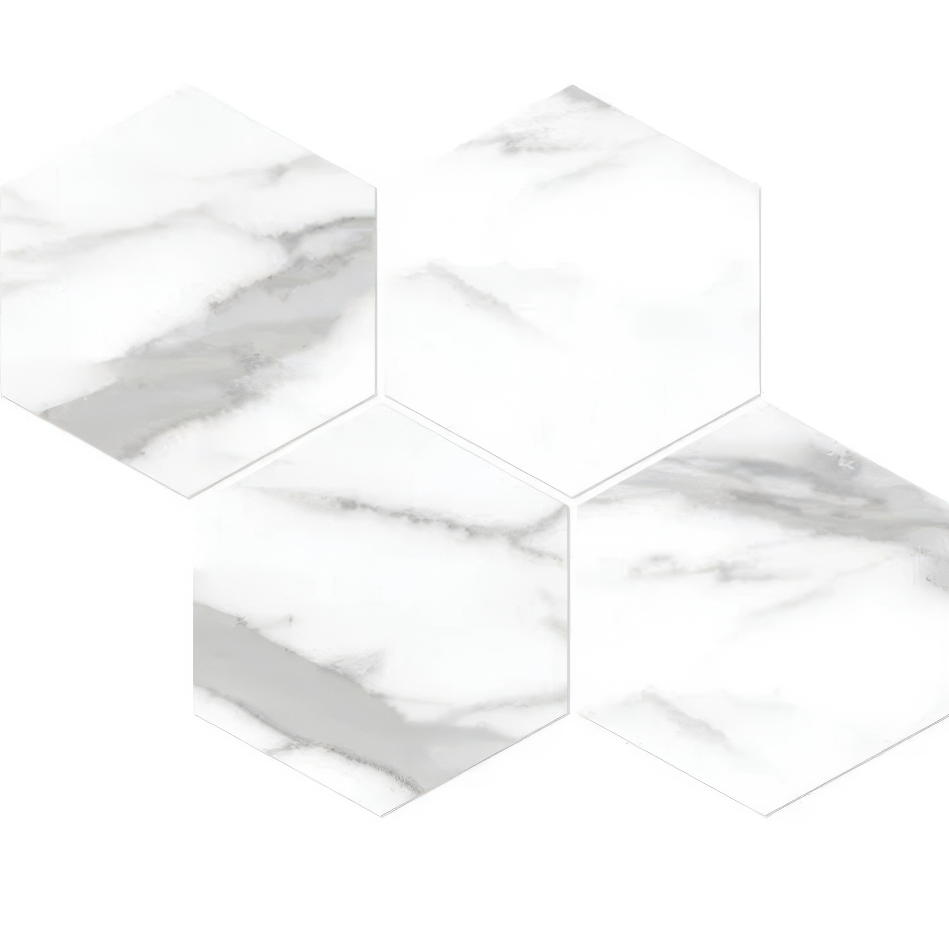 Mozart 6in Hexagon Honed or Polished Marble Look Porcelain Tile (Mozart: Satuario Nuovo, Polished)