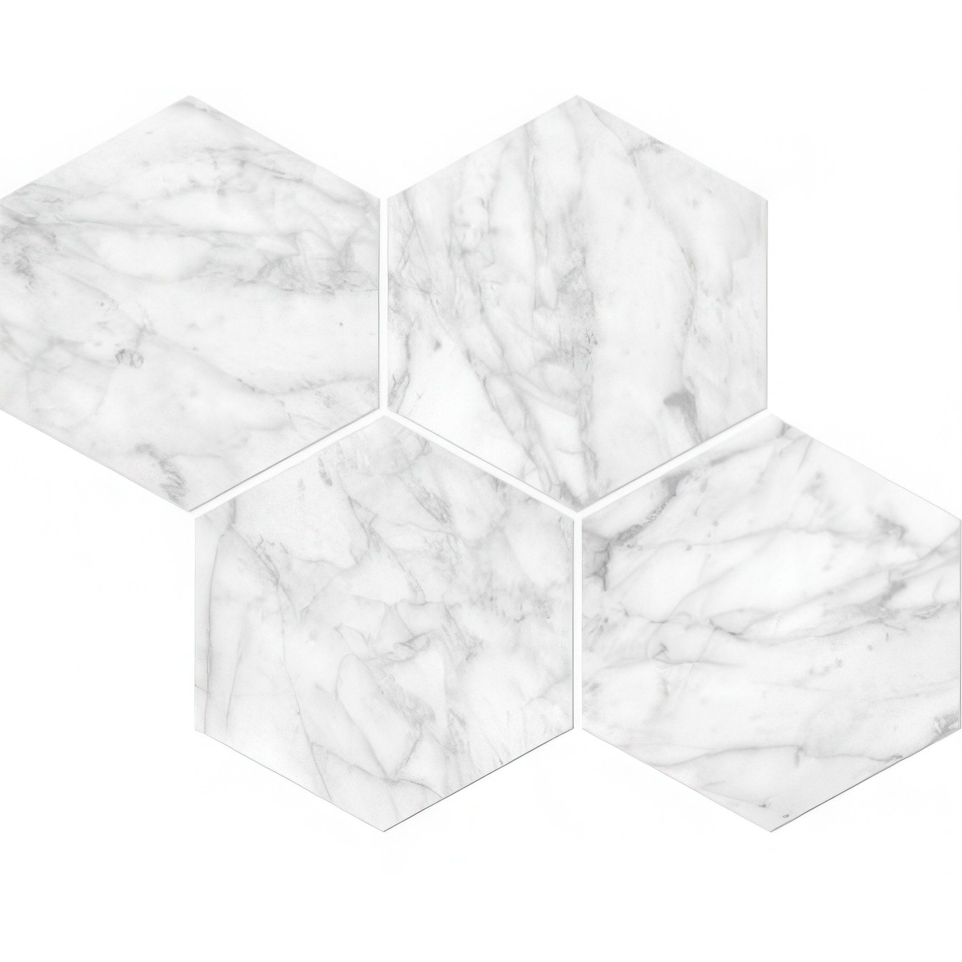 Mozart 6in Hexagon Honed or Polished Marble Look Porcelain Tile (Mozart: Carrara Gioia, Polished)