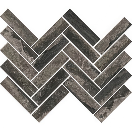 Serene 1x6 Herringbone Polished Marble Look Porcelain Mosaic Tile (Serene: Mink)