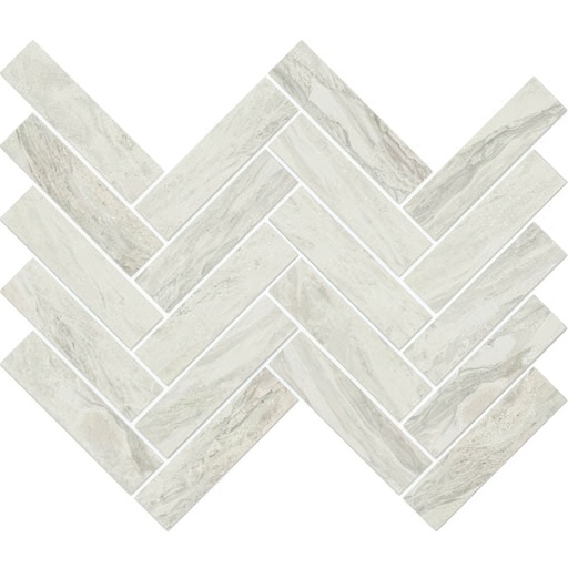 Serene 1x6 Herringbone Polished Marble Look Porcelain Mosaic Tile (Serene: White)