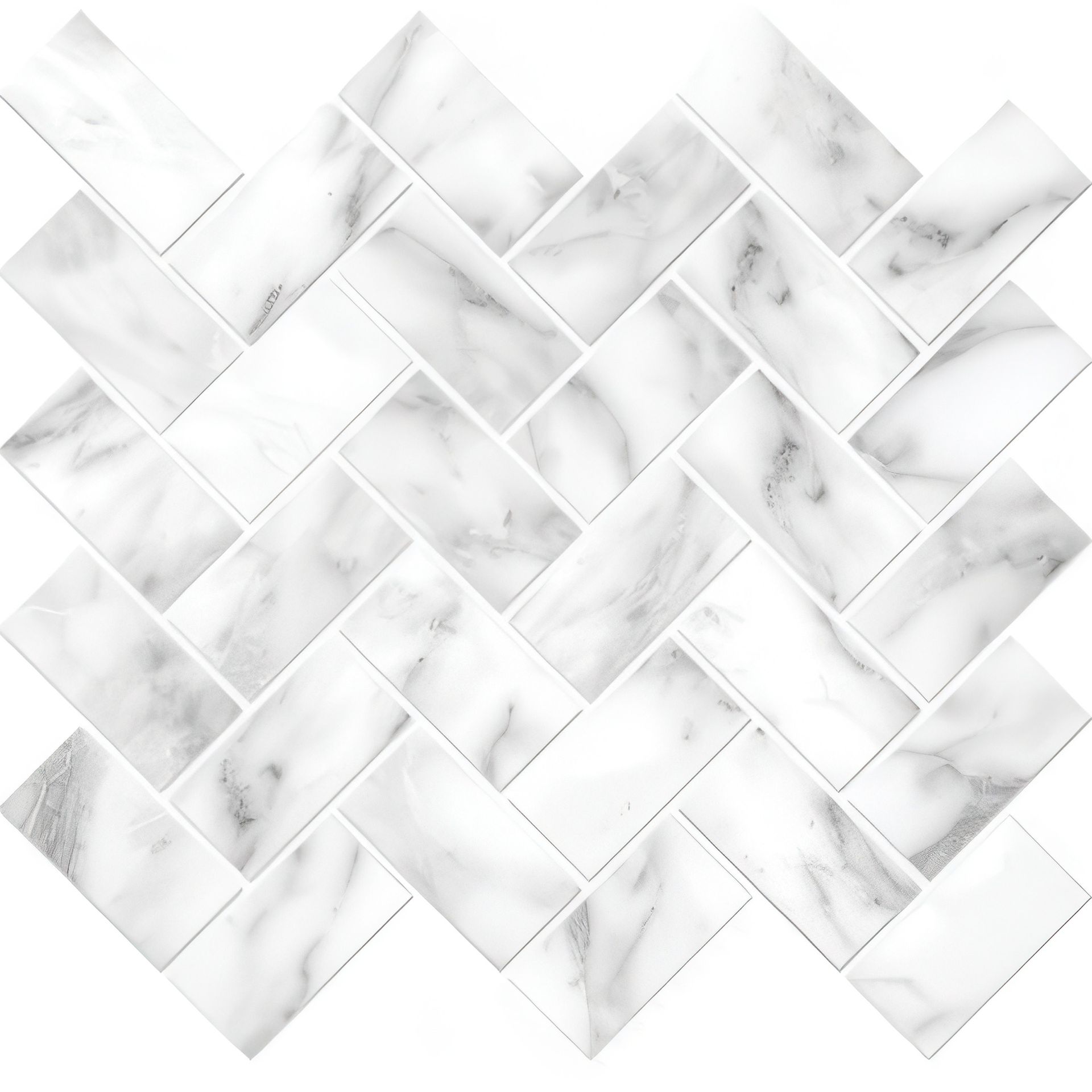 Mozart 1.5x3 Herringbone Honed or Polished Marble Look Porcelain Mosaic Tile (Mozart: Arabescato, Honed)