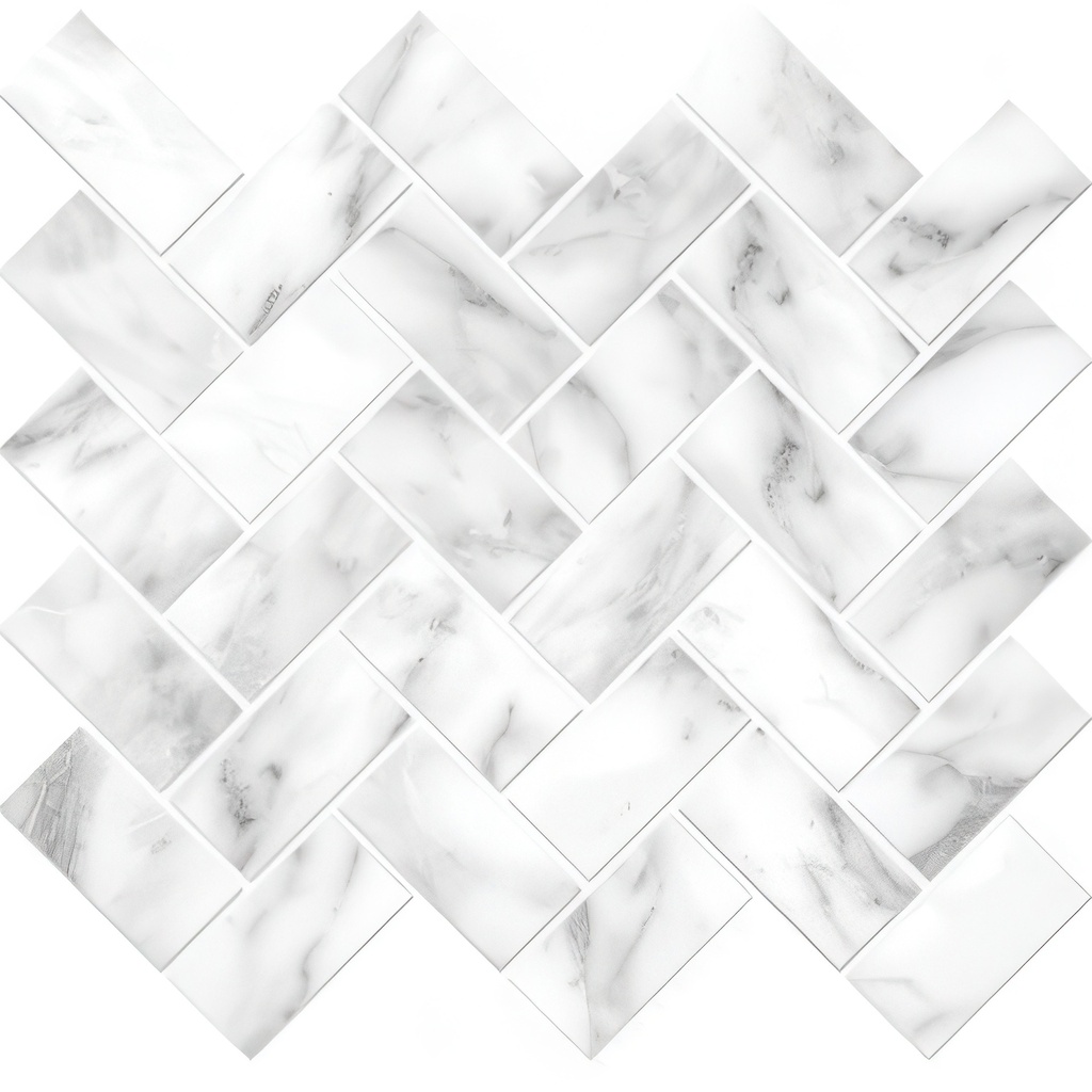 Mozart 1.5x3 Herringbone Honed or Polished Marble Look Porcelain Mosaic Tile