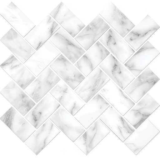 Mozart 1.5x3 Herringbone Honed or Polished Marble Look Porcelain Mosaic Tile (Mozart: Arabescato, Polished)