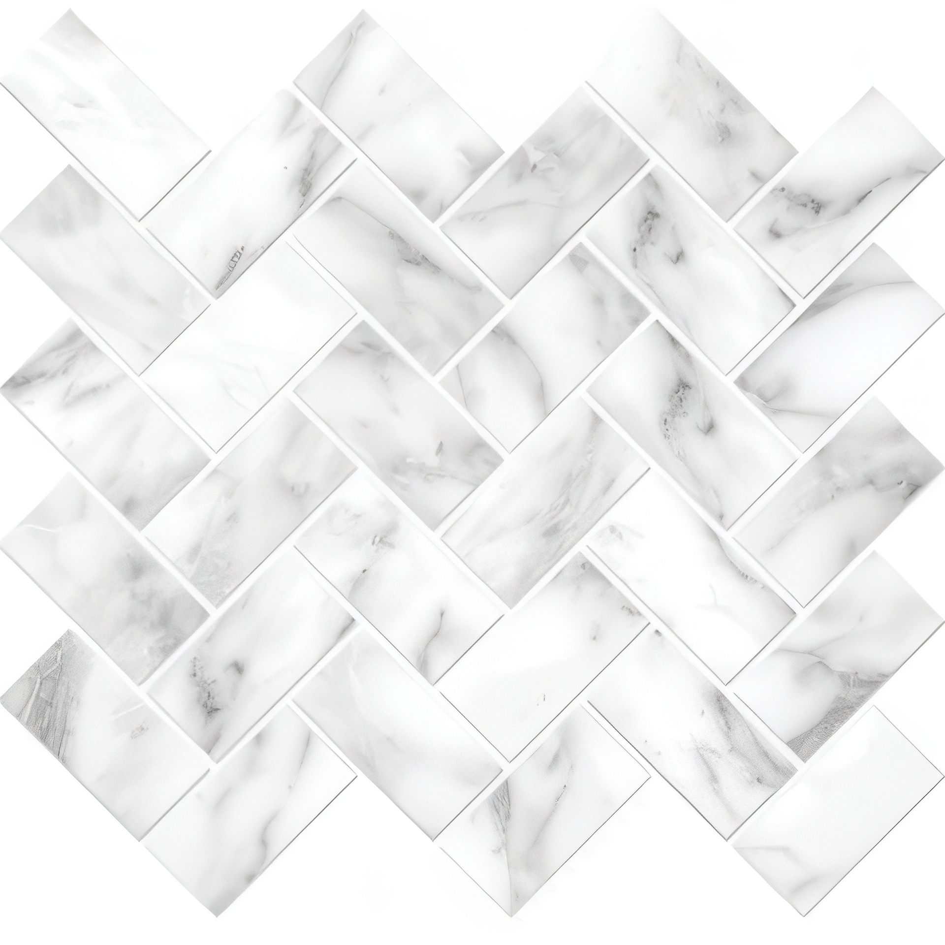 Mozart 1.5x3 Herringbone Honed or Polished Marble Look Porcelain Mosaic Tile (Mozart: Arabescato, Polished)