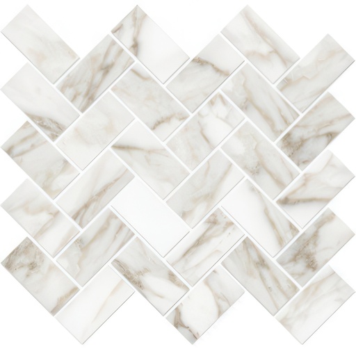 Mozart 1.5x3 Herringbone Honed or Polished Marble Look Porcelain Mosaic Tile (Mozart: Calacatta Paonazzo, Polished)
