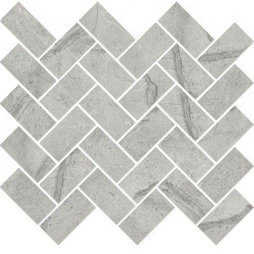 Mozart 1.5x3 Herringbone Honed or Polished Marble Look Porcelain Mosaic Tile (Mozart: Paradiso Argento, Polished)