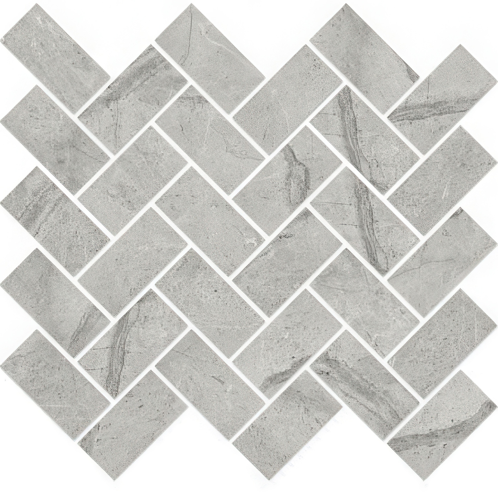 Mozart 1.5x3 Herringbone Honed or Polished Marble Look Porcelain Mosaic Tile (Mozart: Paradiso Argento, Polished)