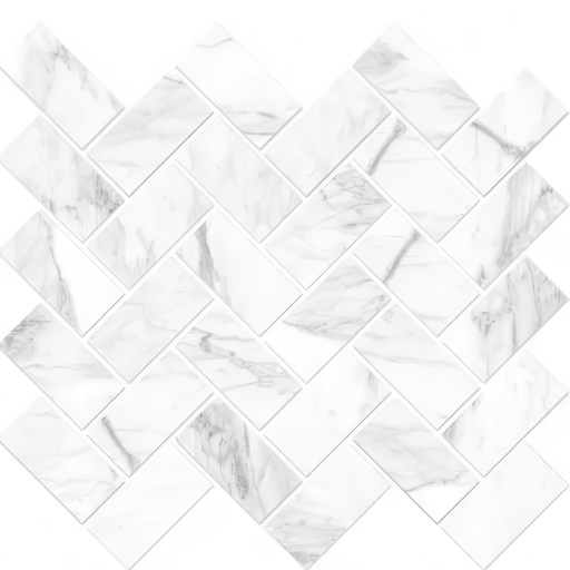 Mozart 1.5x3 Herringbone Honed or Polished Marble Look Porcelain Mosaic Tile (Mozart: Statuarietto, Polished)