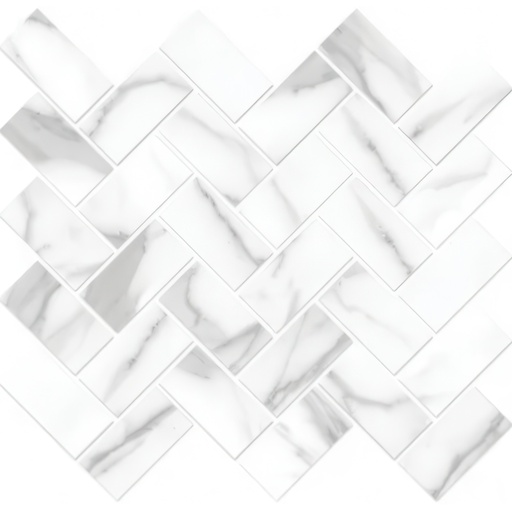 Mozart 1.5x3 Herringbone Honed or Polished Marble Look Porcelain Mosaic Tile (Mozart: Satuario Nuovo, Polished)