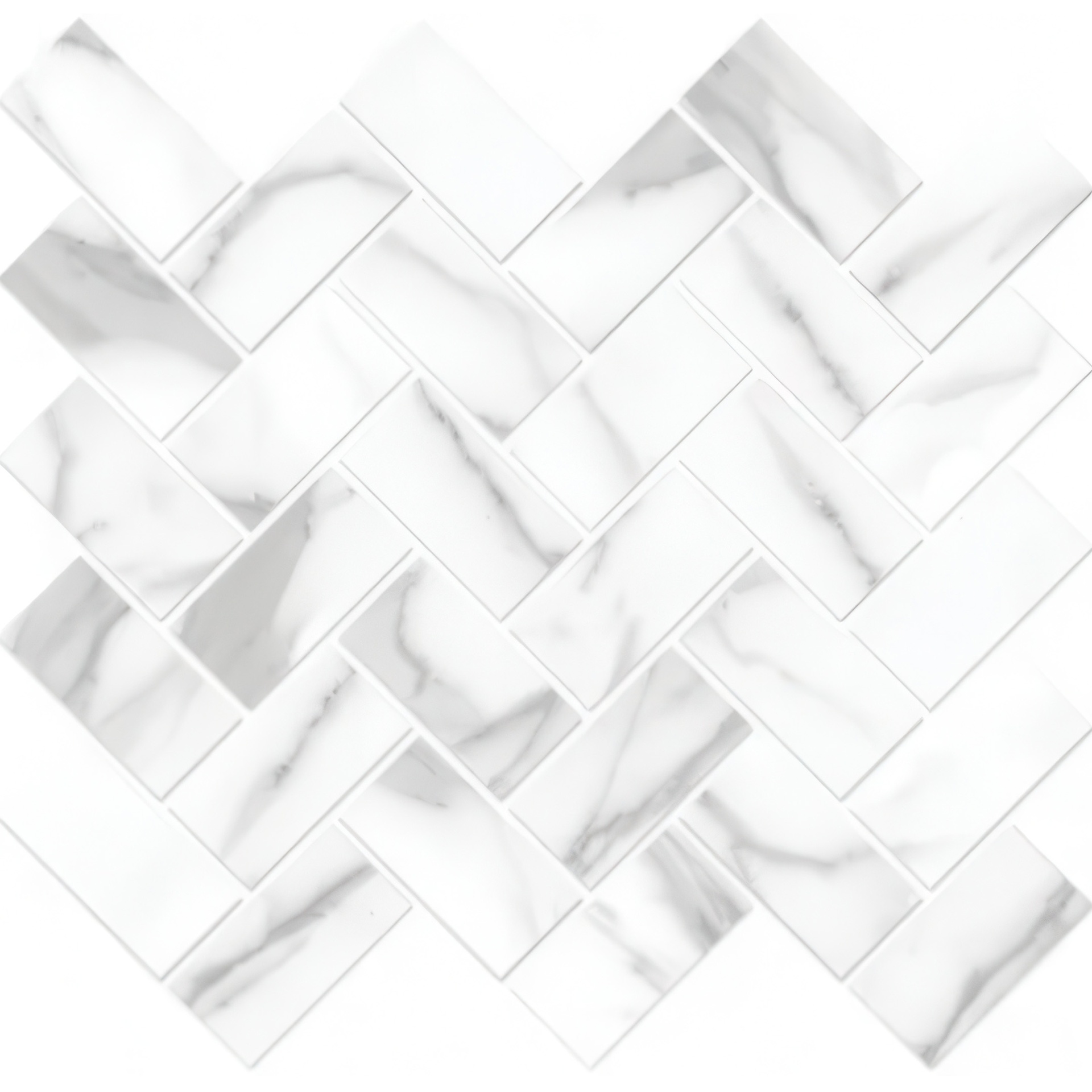 Mozart 1.5x3 Herringbone Honed or Polished Marble Look Porcelain Mosaic Tile (Mozart: Satuario Nuovo, Polished)