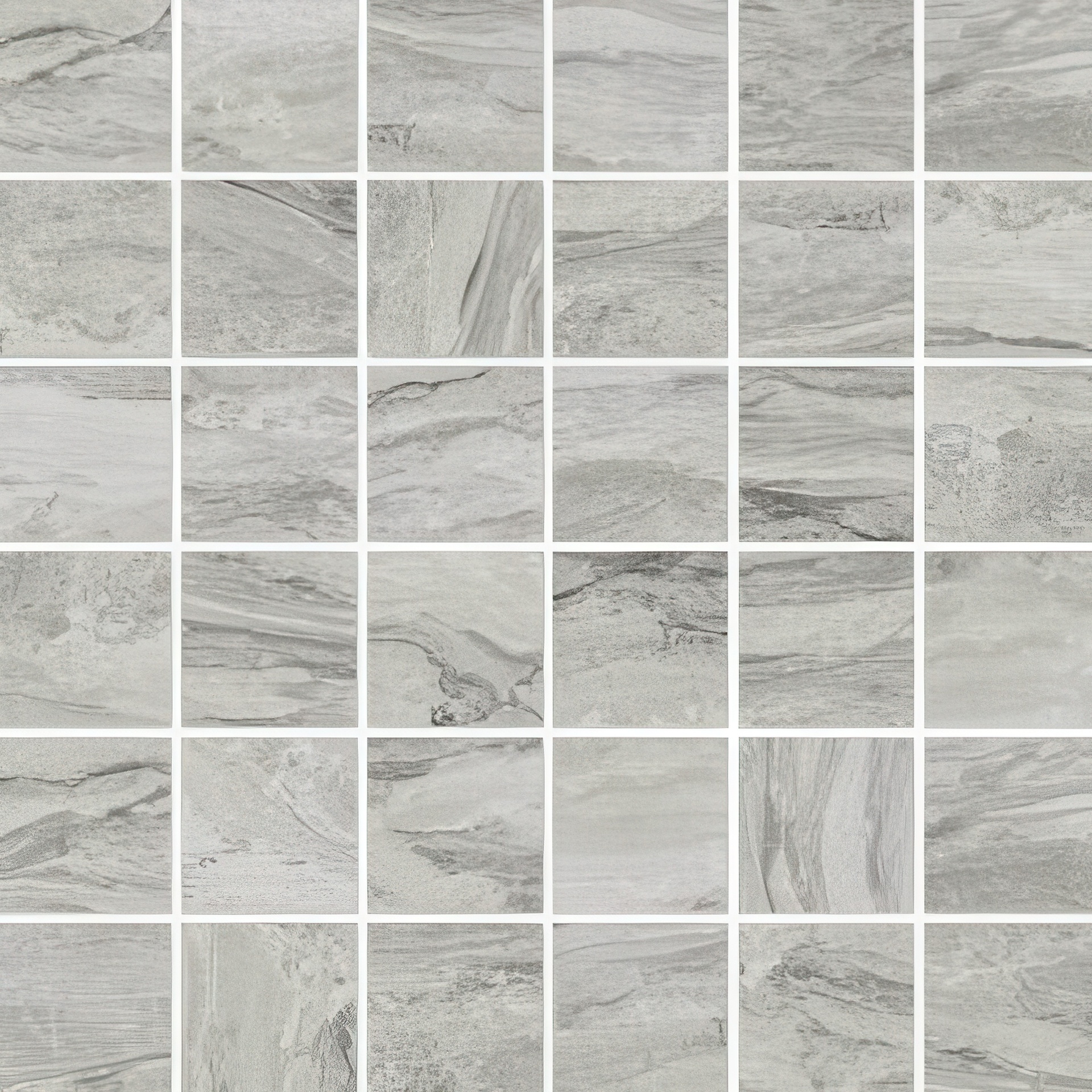 Serene 2x2 Polished Marble Look Porcelain Mosaic Tile (Serene: Silver)