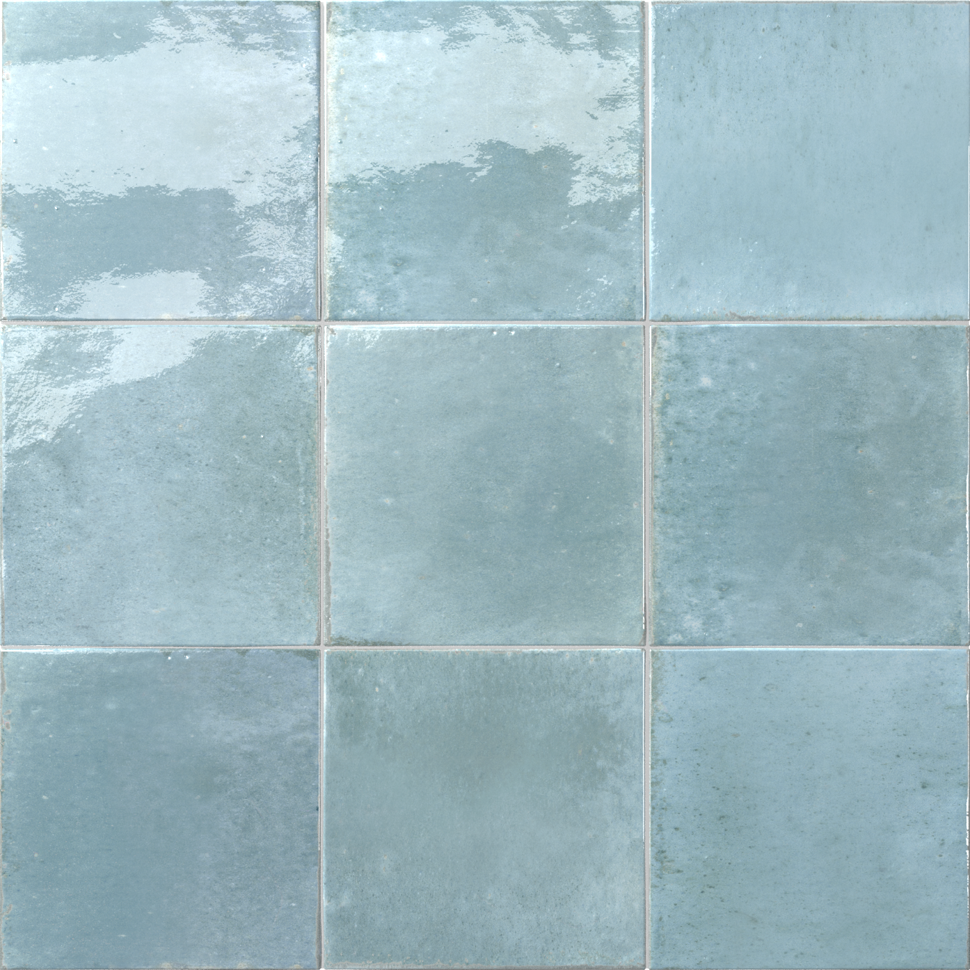 Aveline 6x6 Glossy Zellige Look Porcelain Tile (Aveline - Agua)