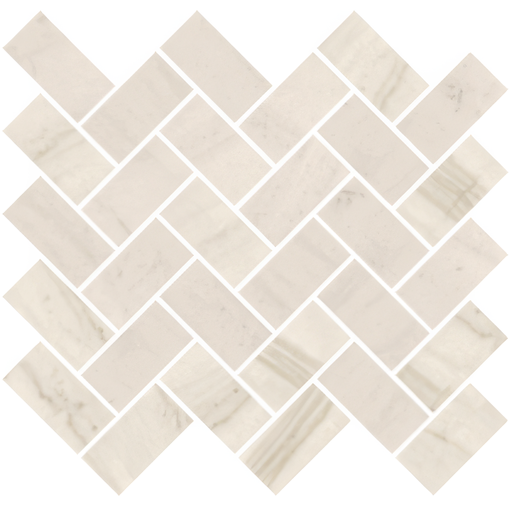 Alaska 1.5x3 Honed or Polished Marble Look Porcelain Herringbone Mosaic Tile