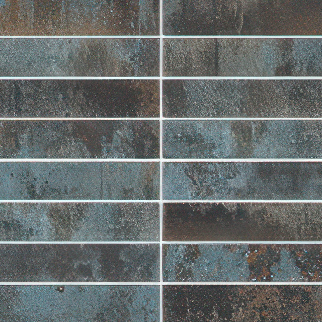 Cascade 1.5x6 Stacked Metallic Porcelain Mosaic Tile
