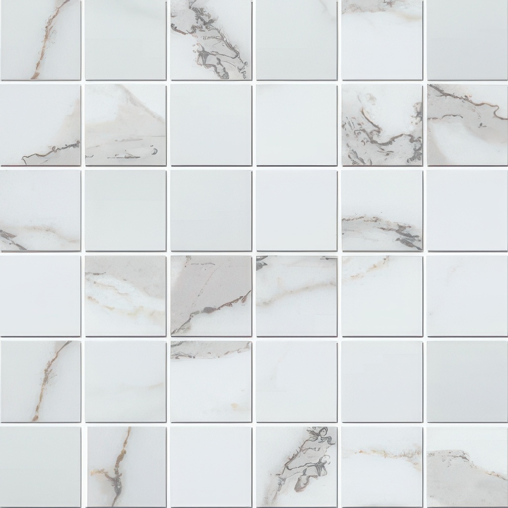 Veined 2x2 Satin Marble Look Porcelain Mosaic Tile